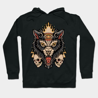 Wolf Traditional Tattoo skull vintage Hoodie